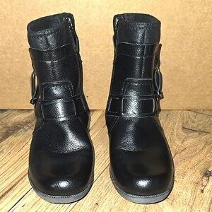 Clarks Black Ankle Boots with Buckle Details